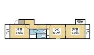 フリーディオ今里(2DK/2階)の間取り写真