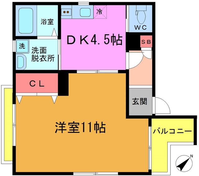 URBAN(1DK/4階)の間取り写真