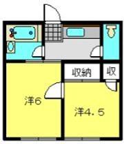 萩赤門ビル(2DK/1階)の間取り写真