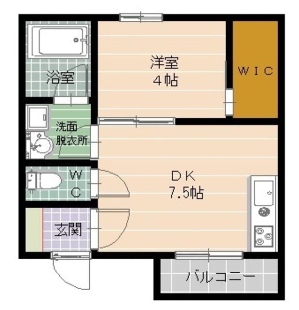 スペシャルツイン三宅B(1DK/3階)の間取り写真