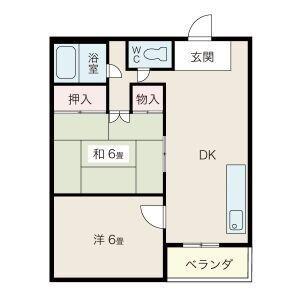 渡部ハイツ(2DK/3階)の間取り写真