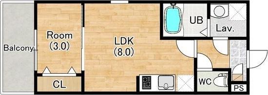 ジーメゾン春日井セレーノ(1LDK/2階)の間取り写真