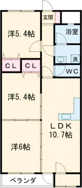 セシルII(3LDK/2階)の間取り写真