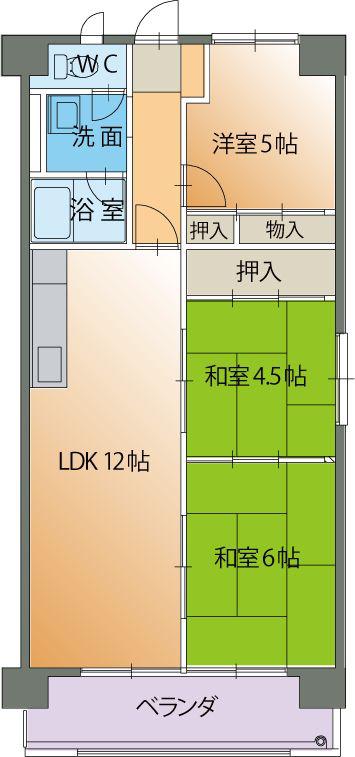 パルテノン(3LDK/3階)の間取り写真
