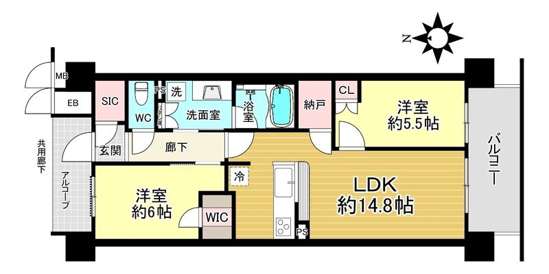 シエリア京都桂川駅前(2LDK/3階)の間取り写真