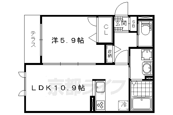 ビューハイツ小野II(1LDK/1階)の間取り写真