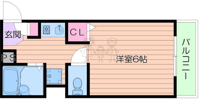 バードフェザー(1K/4階)の間取り写真
