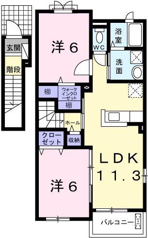 パジェール・トロワA(2LDK/2階)の間取り写真