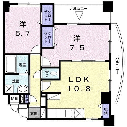 ホーメイビルディング(2LDK/5階)の間取り写真