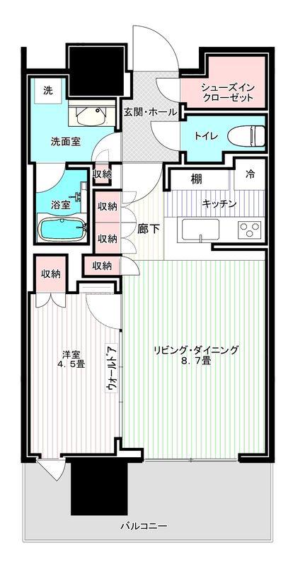 リビオタワー品川(1LDK/3階)の間取り写真