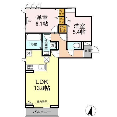 アーバンライフヒロ(2LDK/3階)の間取り写真