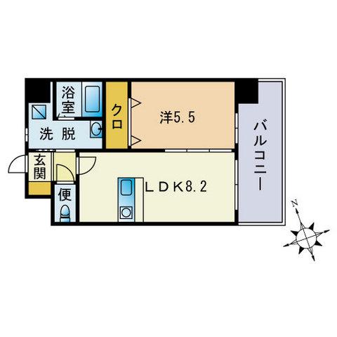 ニューリバー大名(1LDK/6階)の間取り写真