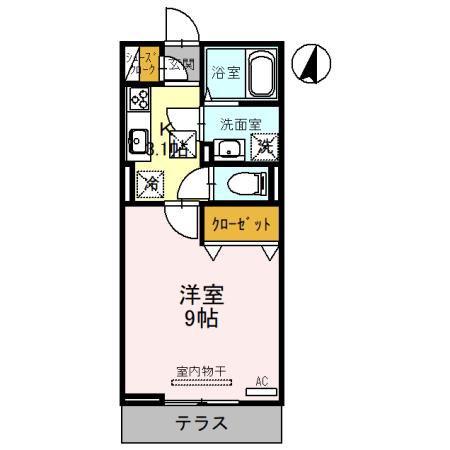 クレール西大宮(1K/1階)の間取り写真