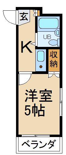 マユミハイツ枚方12番館上島東町(1K/2階)の間取り写真