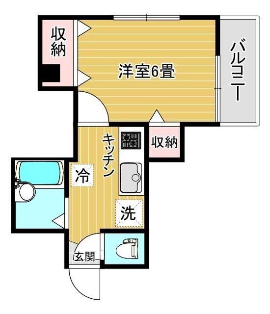 マンション黒米(1K/2階)の間取り写真