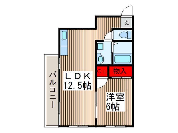 メリー武蔵浦和(1LDK/1階)の間取り写真