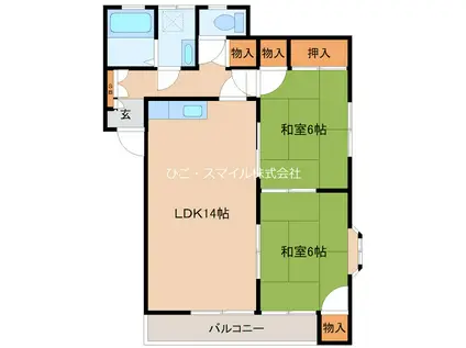 メゾンANY(2LDK/2階)の間取り写真