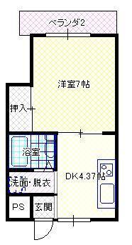 グリーンピア八日町(1K/2階)の間取り写真