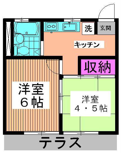 高南ハイツ(2K/1階)の間取り写真