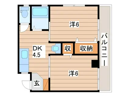 ハイツ樋之浦(2DK/3階)の間取り写真