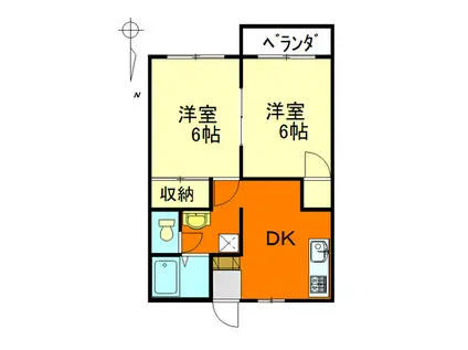 ハイツYUUMA・B(2DK/1階)の間取り写真
