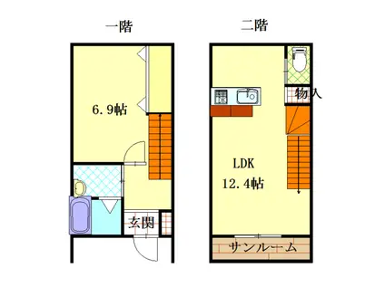 エルウッド23(1LDK/1階)の間取り写真