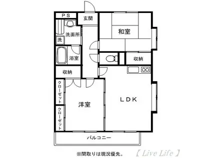 セントラルハイツ(2LDK/1階)の間取り写真