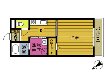ルミナスNNIII(1K/1階)の間取り写真