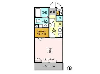 グランドセントレア888 B(1K/1階)の間取り写真