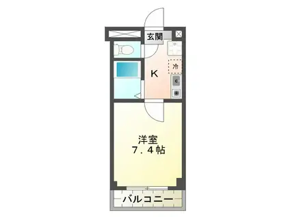 エスパシオ千代崎(1K/2階)の間取り写真