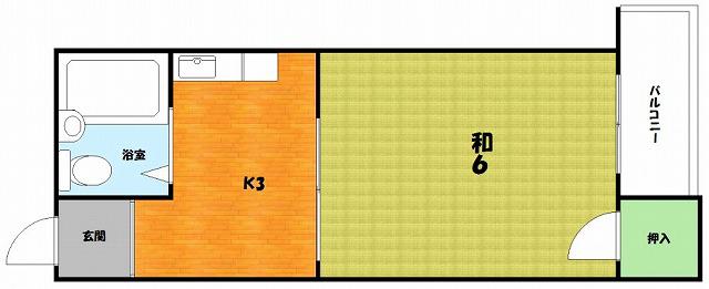 アーバンハイツ桜町(1K/2階)の間取り写真