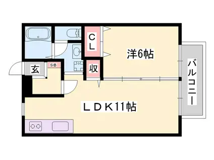 ココモハウス(1LDK/2階)の間取り写真