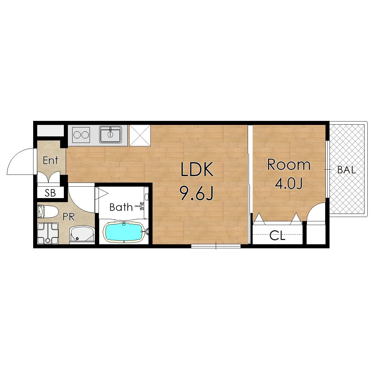 FMAISONLEABE(1LDK/1階)の間取り写真
