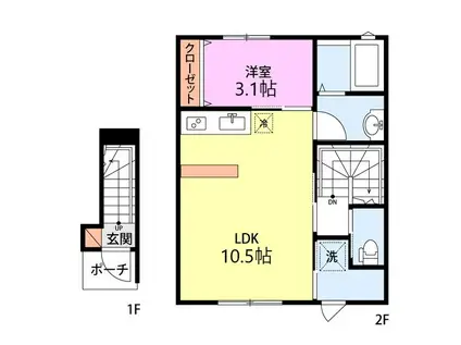 VILLE KARASUMARU(1LDK/2階)の間取り写真