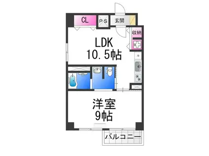 ブランカ堺東(1LDK/10階)の間取り写真