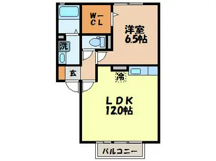 ソレーユハイムII(1LDK/2階)の間取り写真