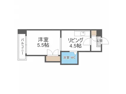 札幌JOW2ビル(1DK/11階)の間取り写真