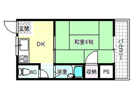 コーポ津守(1DK/2階)の間取り写真