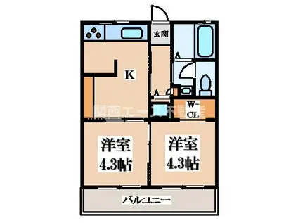 サニーハイツA棟(2K/1階)の間取り写真