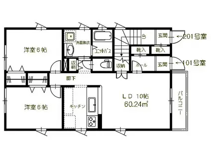 レ・セーナ志波町(2LDK/1階)の間取り写真