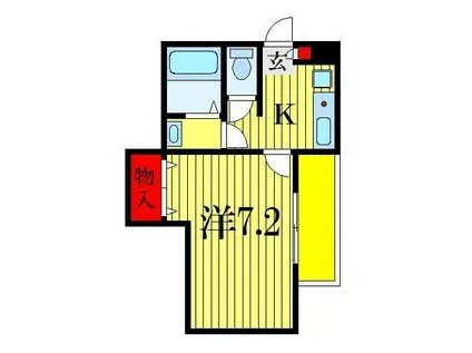 ＪＲ外房線 本千葉駅 徒歩5分 3階建 築16年(1K/2階)の間取り写真