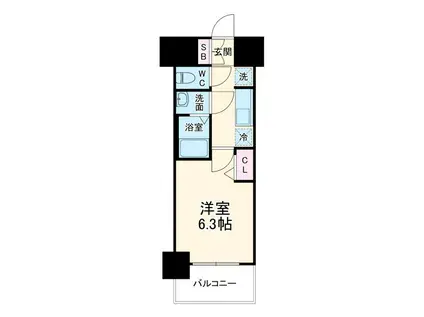 プレサンス太閤通ファシール(1K/8階)の間取り写真