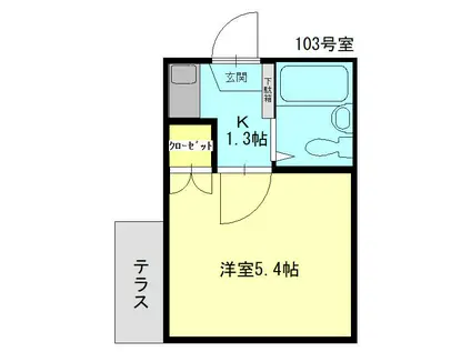 サングリーン桜川Ⅱ(1K/1階)の間取り写真
