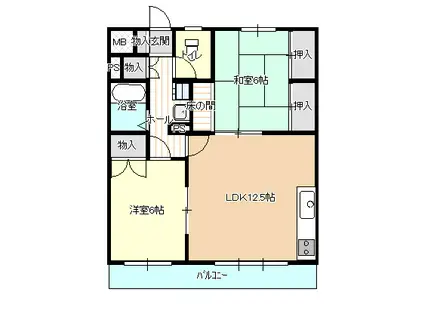 パレスゴールド仲町(2LDK/2階)の間取り写真