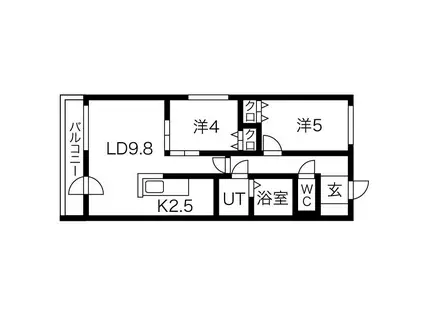 コートロティS21・B(2LDK/3階)の間取り写真