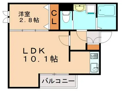 TASTE筥松(1LDK/2階)の間取り写真