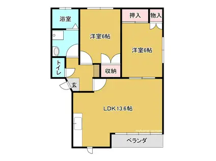 エムズ2(2LDK/1階)の間取り写真