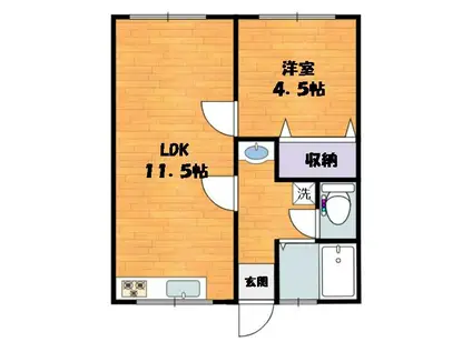 浅津マンション(1LDK/1階)の間取り写真