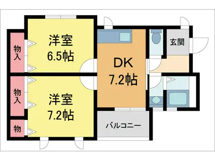 サンロイヤル神垣(2LDK/1階)の間取り写真