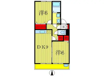 フローラルコート(2DK/2階)の間取り写真